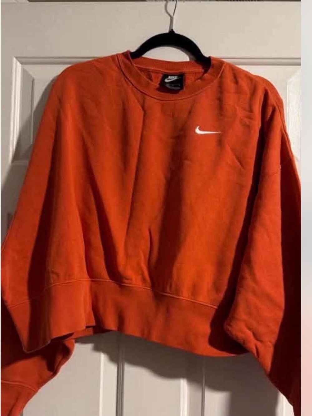 Nike Orange Crewneck Sweatshirt with White Swoosh